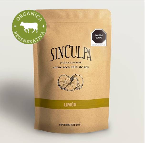 Bolsa de carne seca Sin Culpa sabor limón orgánica y regenerativa