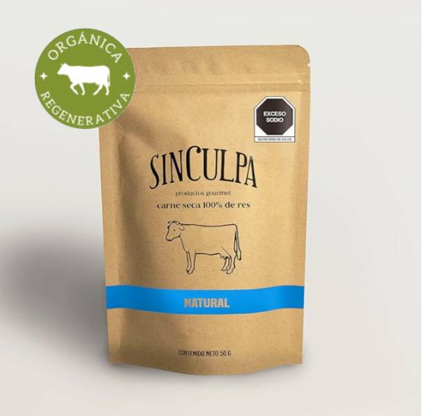 Bolsa de carne seca Sin Culpa sabor natural orgánica y regenerativa